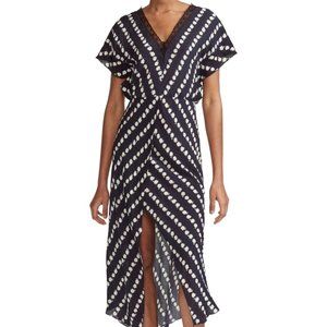 MAJE Ritta Daisy Print Crepe Midi Dress In Printed
